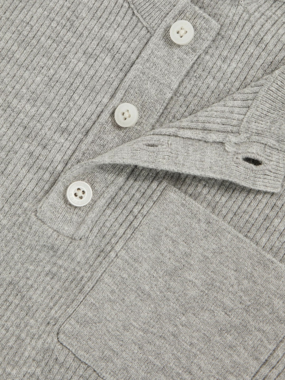 Children & Baby 13-14 yrs Cotton-Blend Rib-Knit Henley Top in Mid Grey Melange