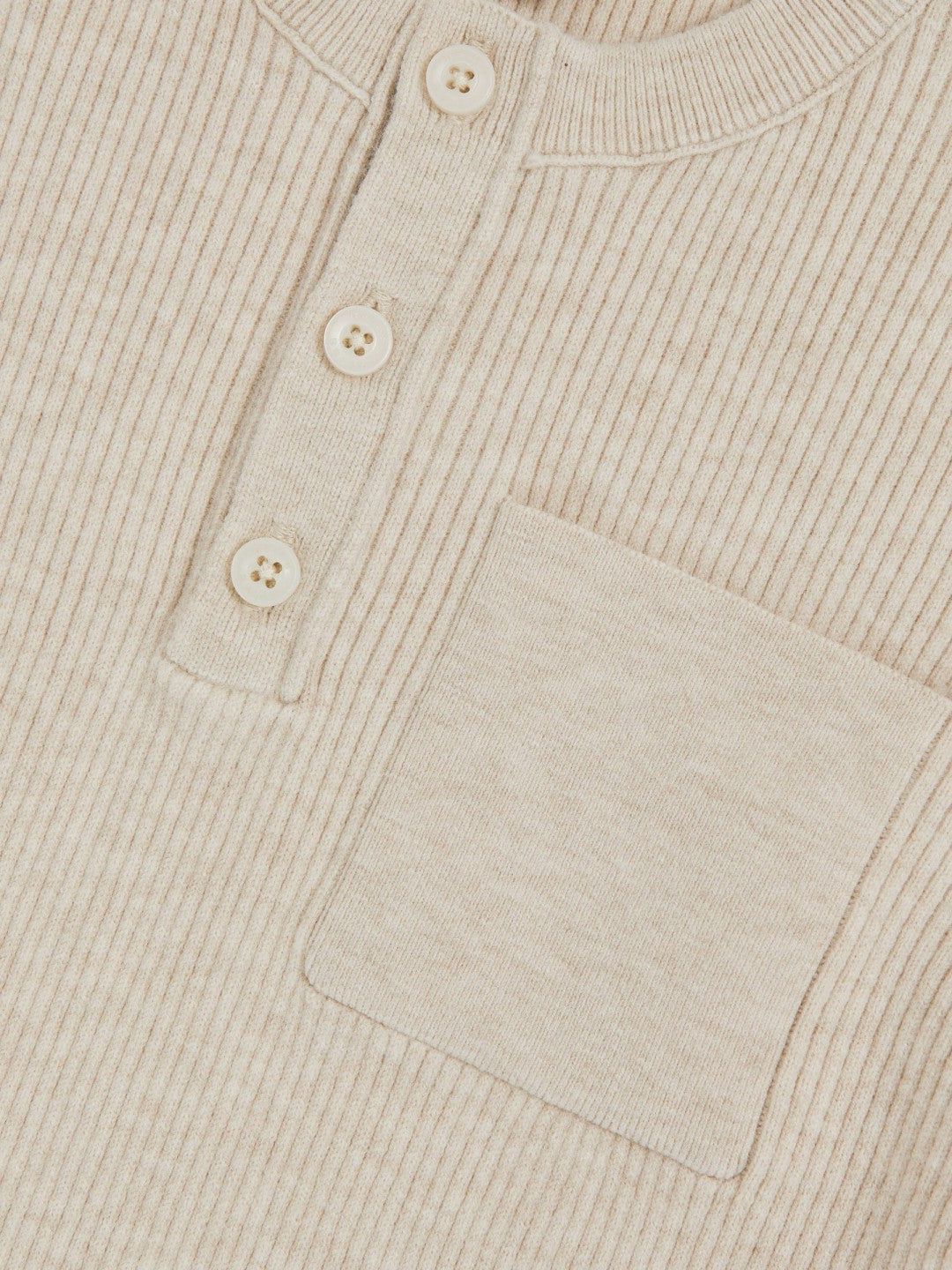 Children & Baby 9-13 yrs Cotton-Blend Rib-Knit Henley Top in Oatmeal Melange