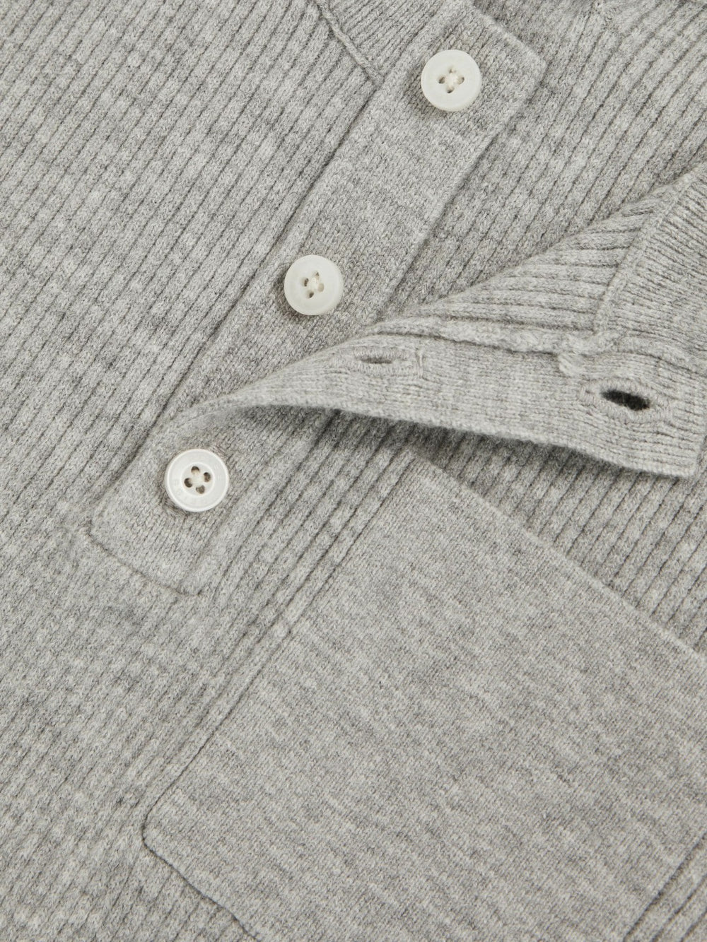 Children & Baby 9-13 yrs Cotton-Blend Rib-Knit Henley Top in Mid Grey Melange