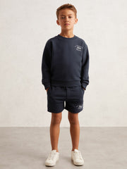 Children & Baby 3-9 yrs Cotton Blend Motor Cars Sweat Shorts in Washed Blue