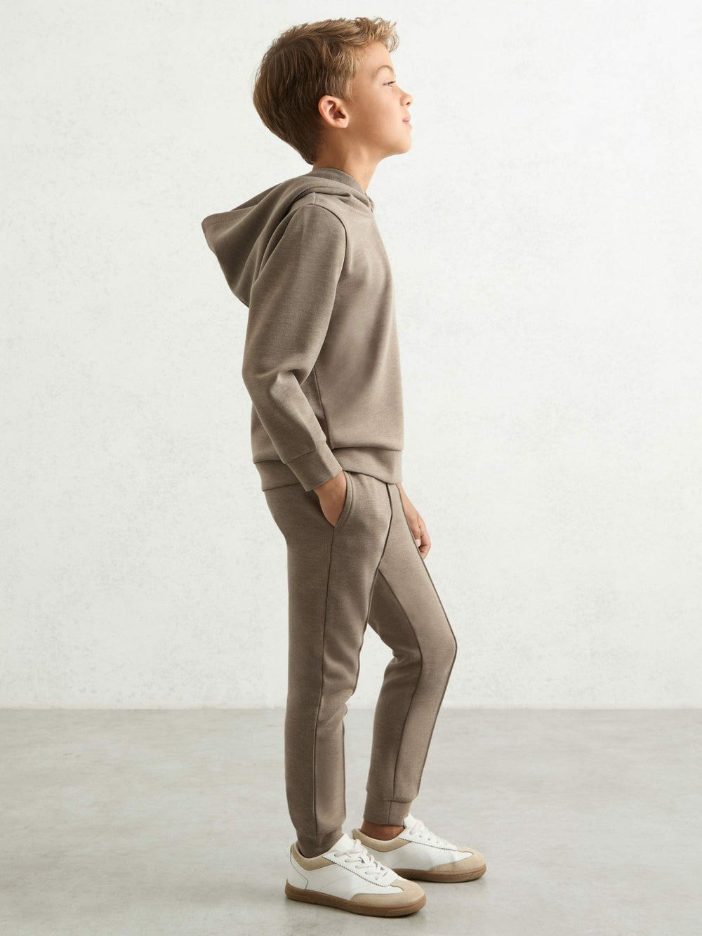 Children & Baby Interlock-Jersey Hoodie in Taupe Brown