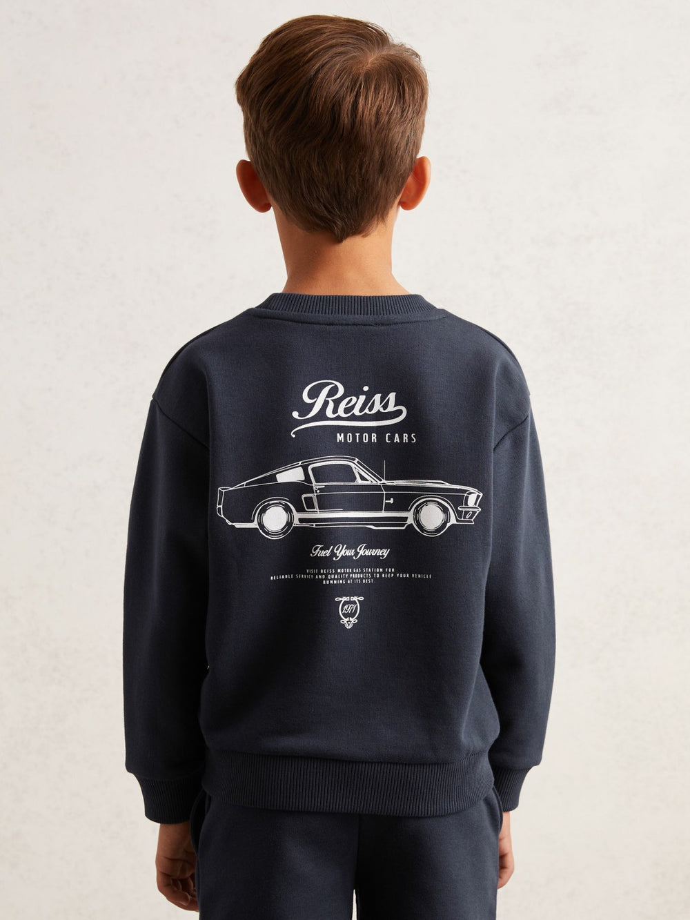 Children & Baby 9-13 yrs Cotton Blend Motor Cars Sweatshirt in Washed Blue