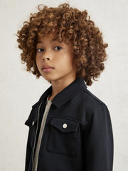 Children & Baby 3-9 yrs Interlock Zip Through Overshirt in Navy Blue