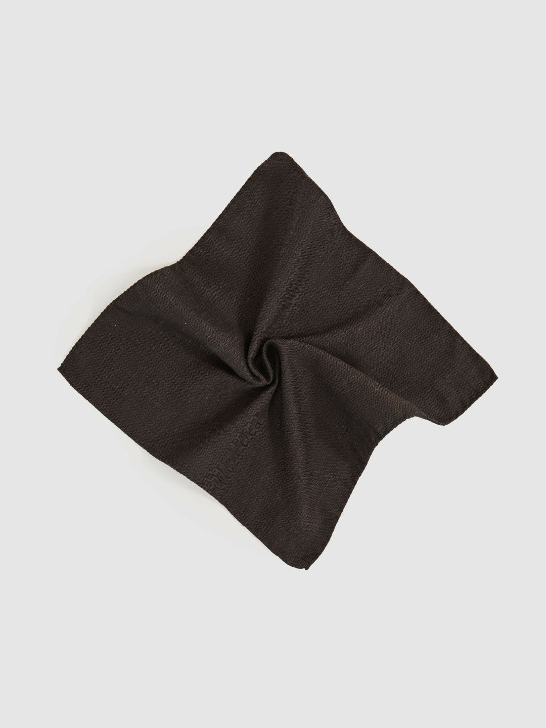 Men Silk Blend Herringbone Pocket Square in Chocolate Brown
