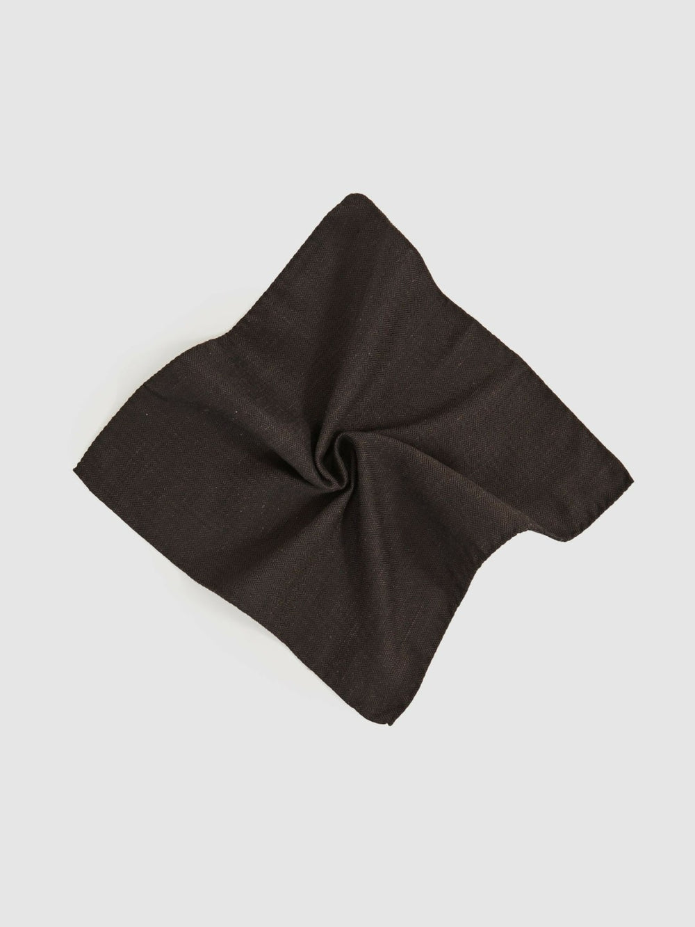 Men Silk Blend Herringbone Pocket Square in Chocolate Brown