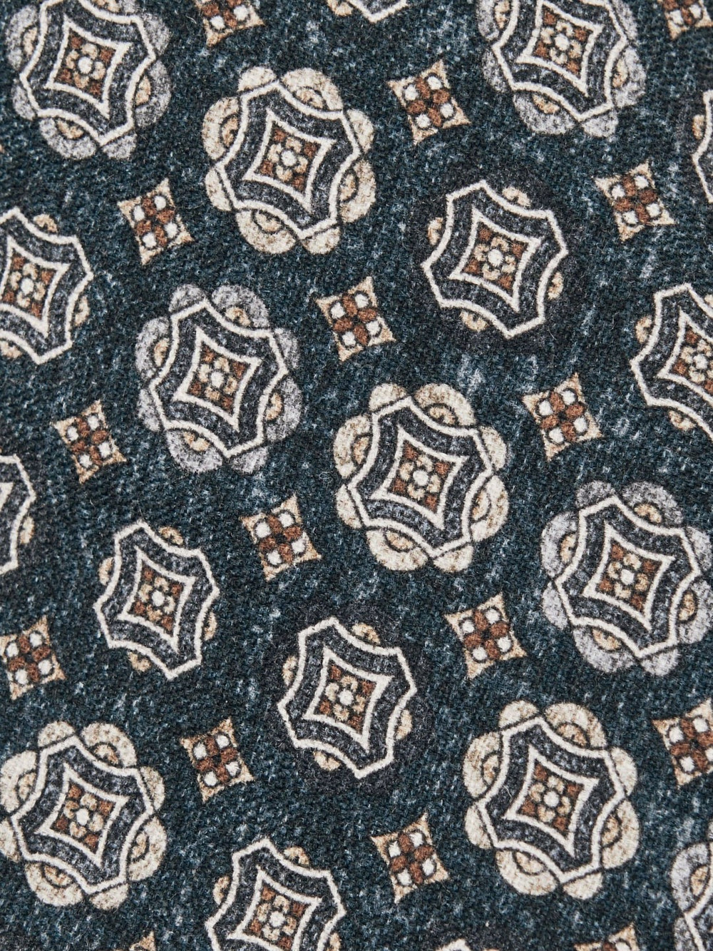 Men Silk Medallion Print Tie in Indigo Melange