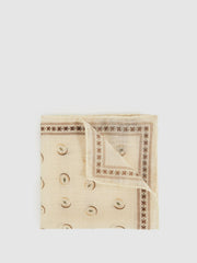 Men Wool Motif Print Pocket Square in Off White