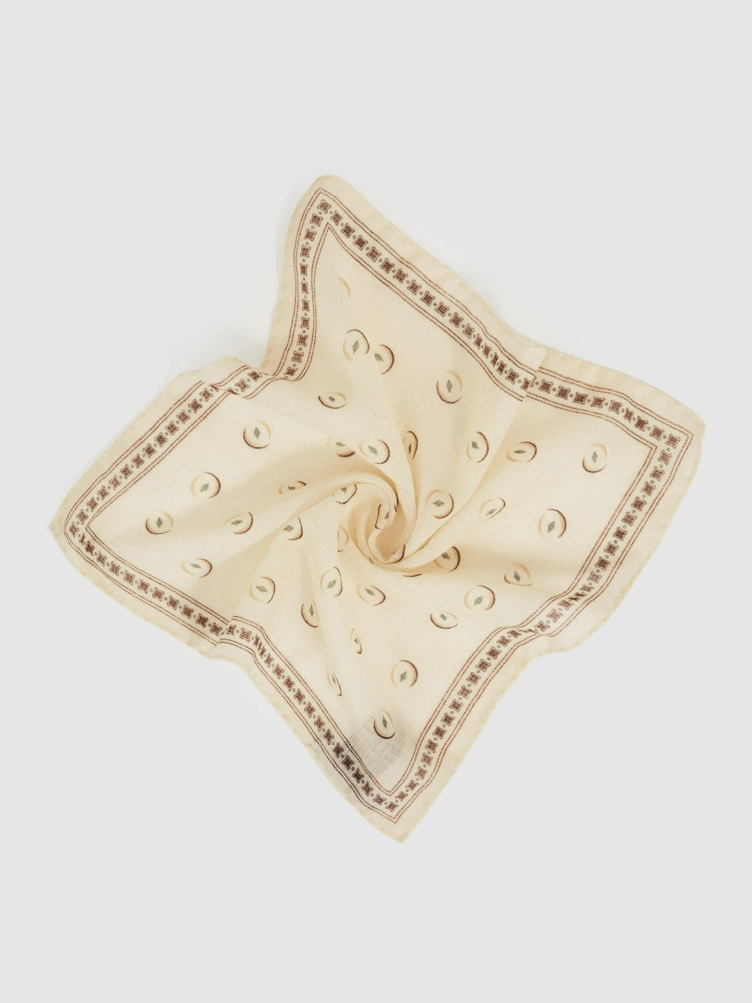 Men Wool Motif Print Pocket Square in Off White