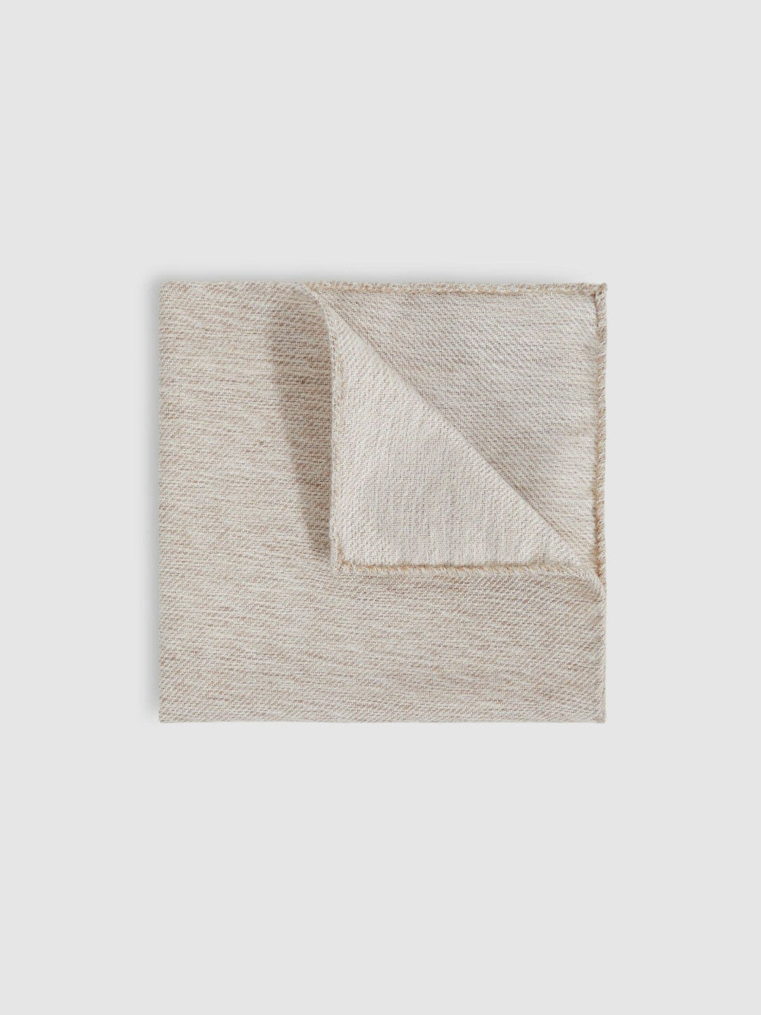 Men Wool Silk Textured Pocket Square in Oatmeal