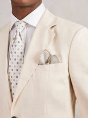 Men Wool Silk Textured Pocket Square in Oatmeal