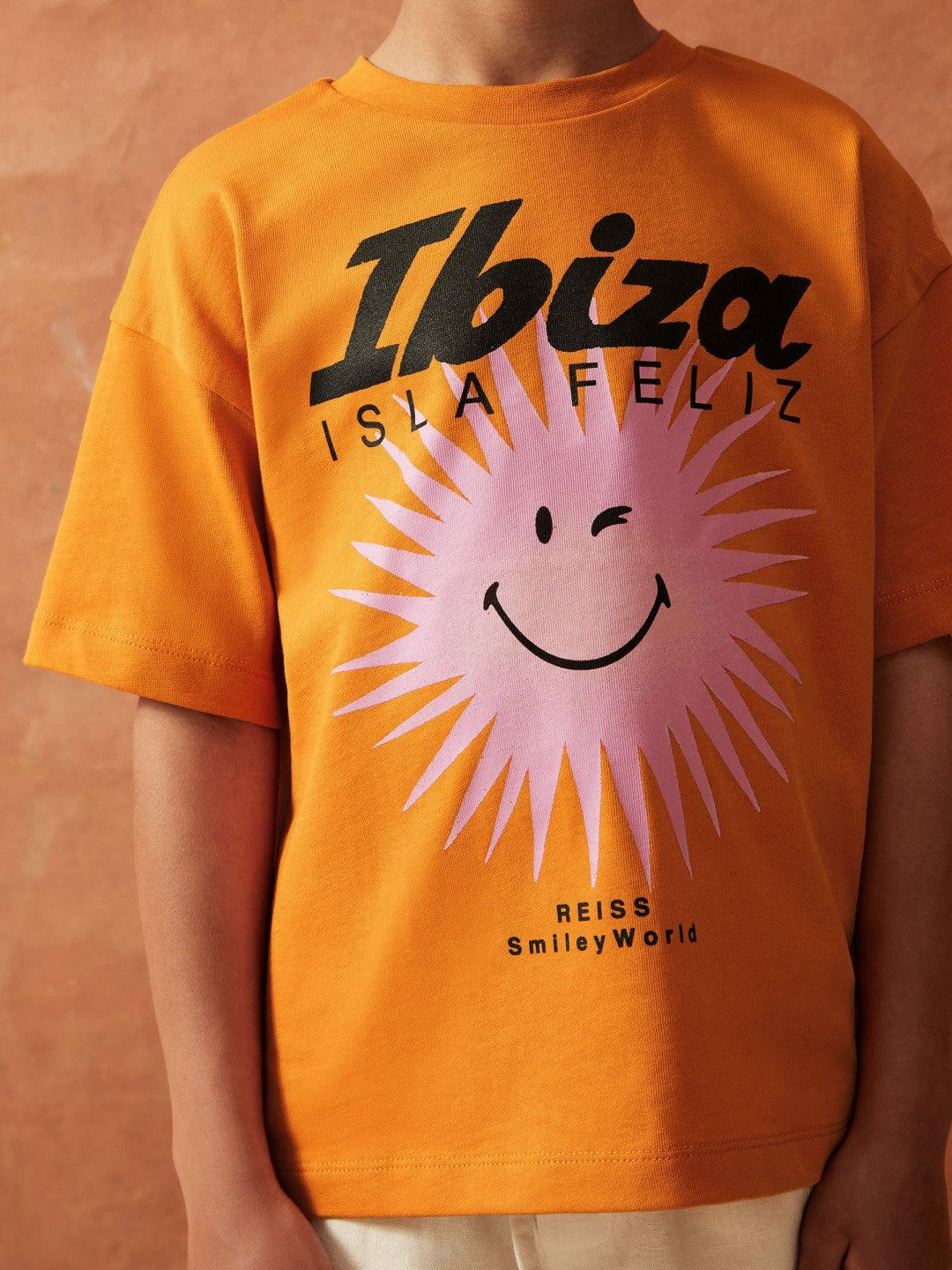 Children & Baby 9-13 yrs SmileyWorld Sun Motif T-Shirt in Orange