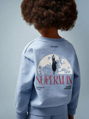 Children & Baby 9-13 yrs Superman Logo Print Sweatshirt in Light Blue