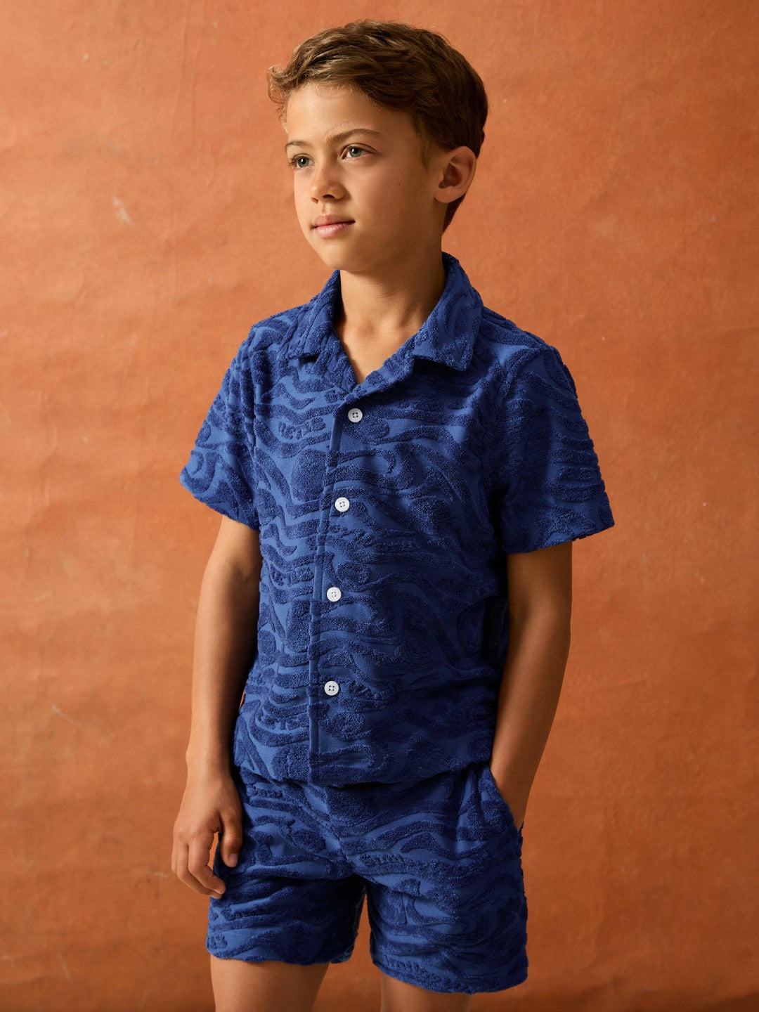 Children & Baby 3-9 yrs SmileyWorld Wave Texture Shirt in Bright Blue
