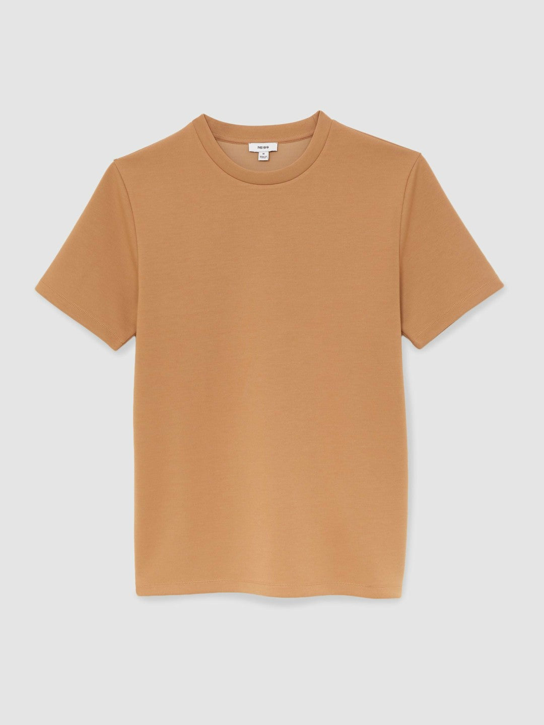 Men Interlock Jersey Crew Neck T-Shirt in Light Camel Brown