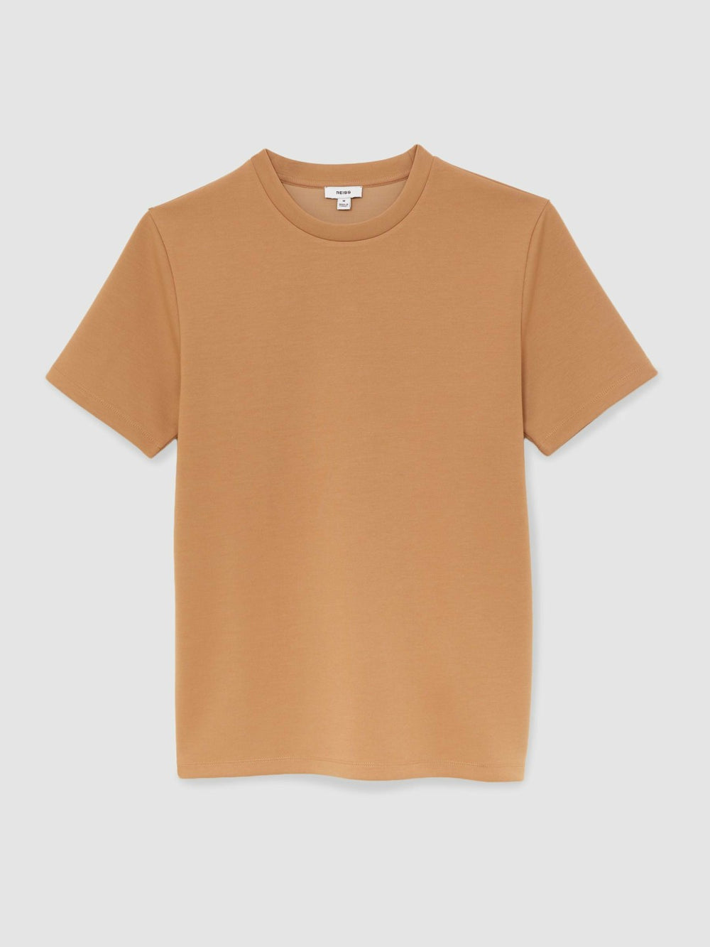Men Interlock Jersey Crew Neck T-Shirt in Light Camel Brown