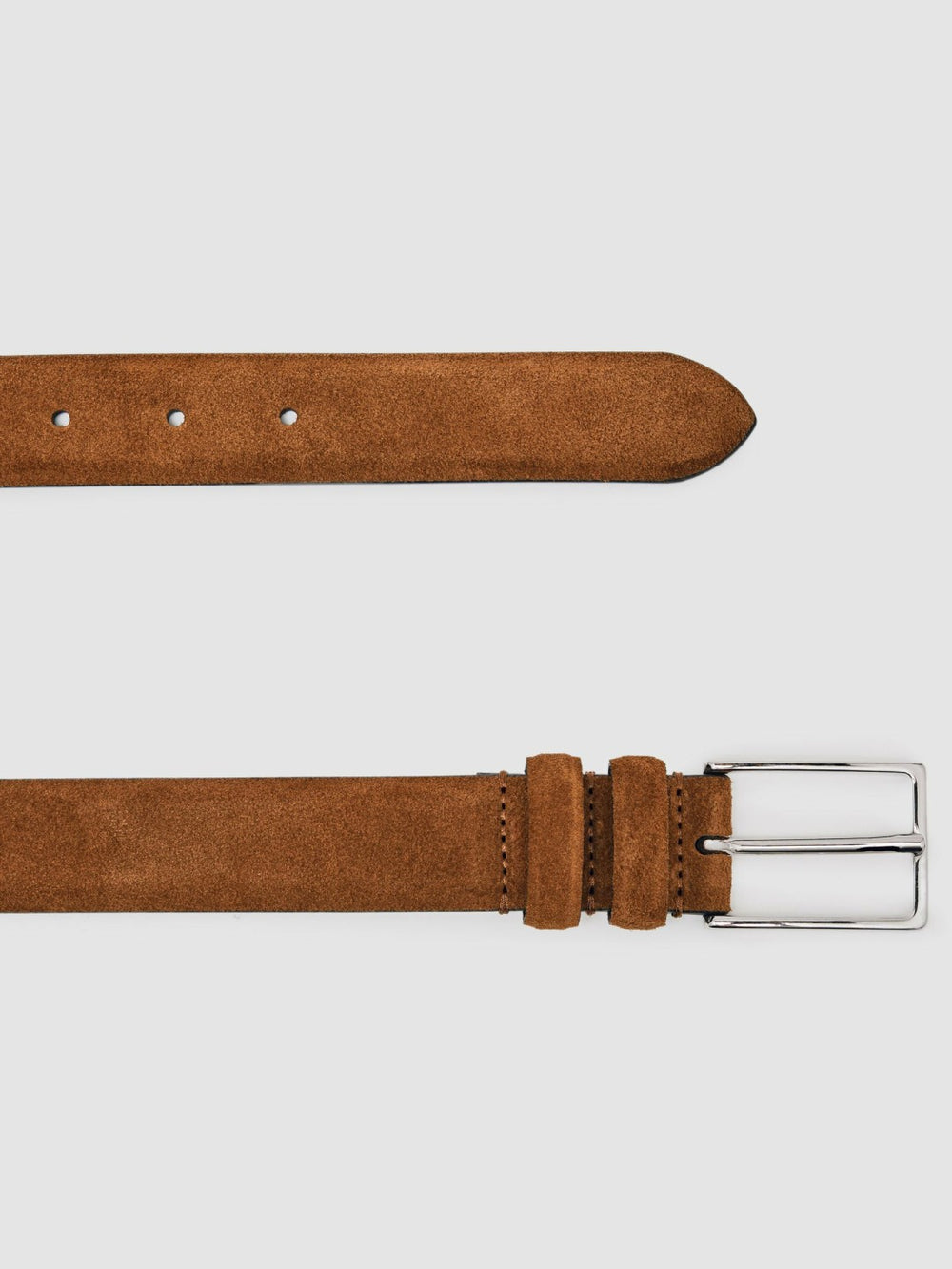 Men Suede Belt in Tobacco Brown