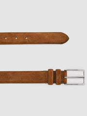Men Suede Belt in Tobacco Brown