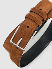 Men Suede Belt in Tobacco Brown