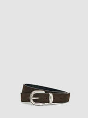 Men Suede Western-Style Belt in Dark Brown