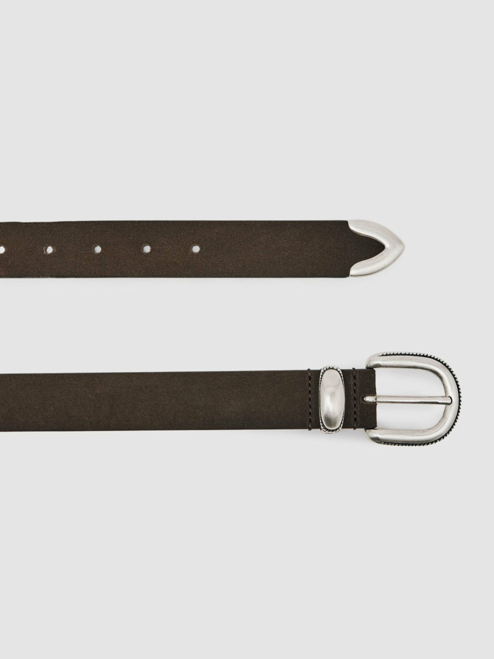 Men Suede Western-Style Belt in Dark Brown