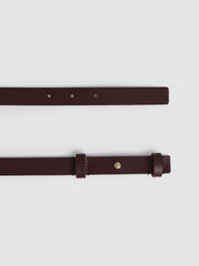 Women Leather Square Hinge Belt in Burgundy