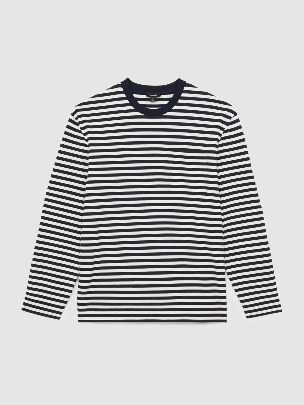 Men Striped Crew-Neck T-Shirt in Navy/White