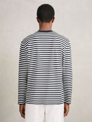 Men Striped Crew-Neck T-Shirt in Navy/White