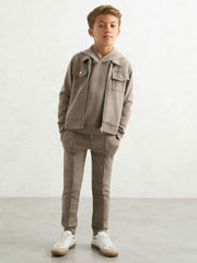 Children & Baby 13-14 yrs Interlock Zip-Through Overshirt in Taupe Brown