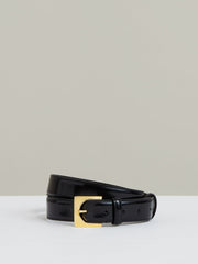 Women Suede Square Buckle Belt in Black