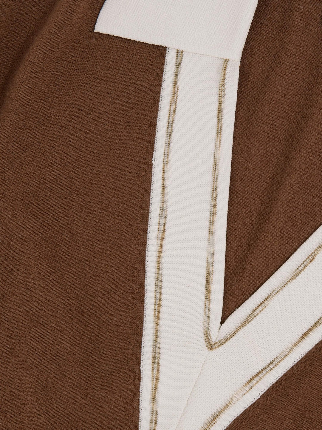 Women Wool Collared Cricket Jumper in Chocolate Brown/Ivory