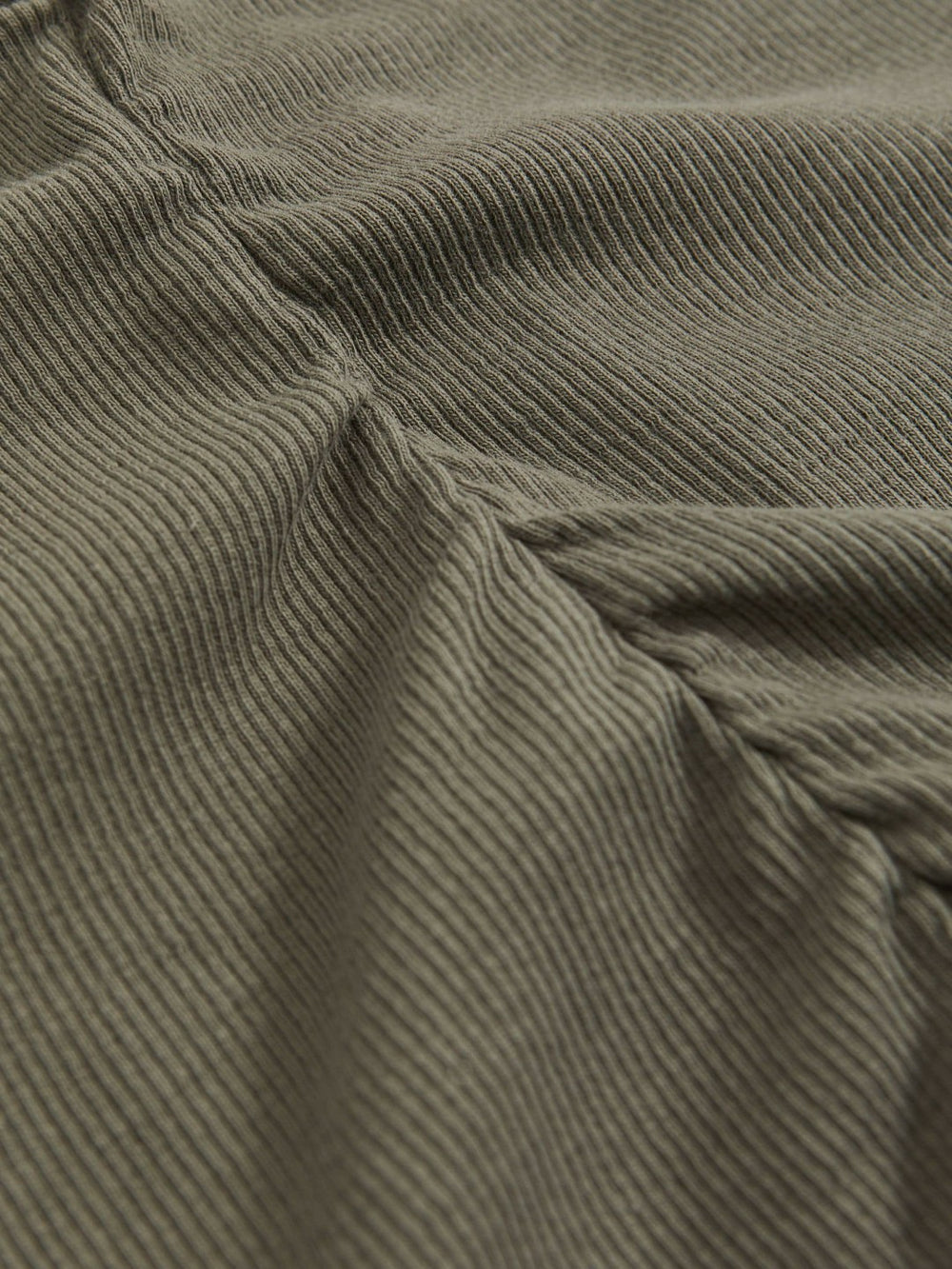 Women Ribbed Ruched Waist Vest in Khaki Green