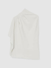 Women One-Shoulder Draped Top in Ivory