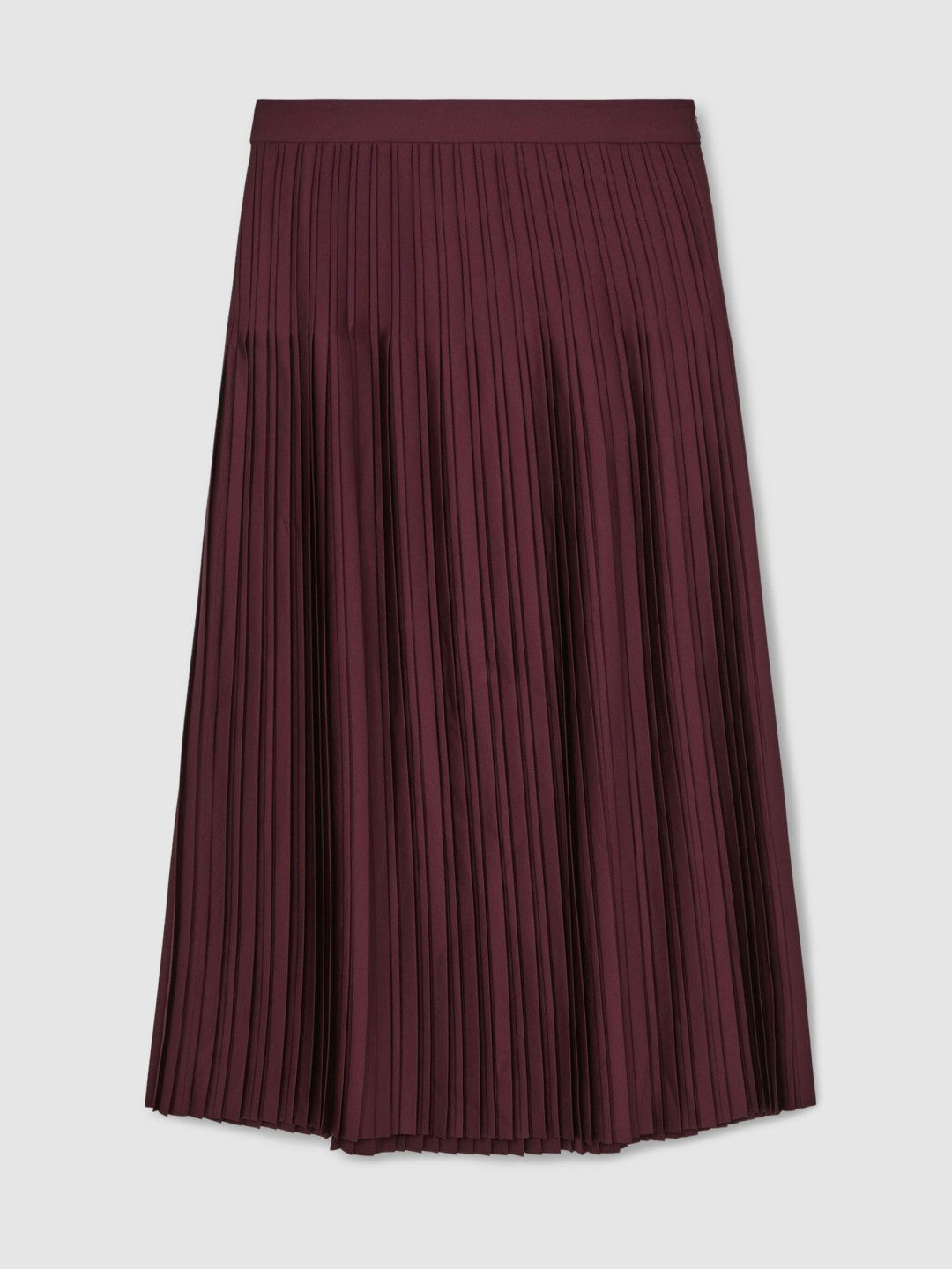 Women Pleated Midi Skirt in Burgundy