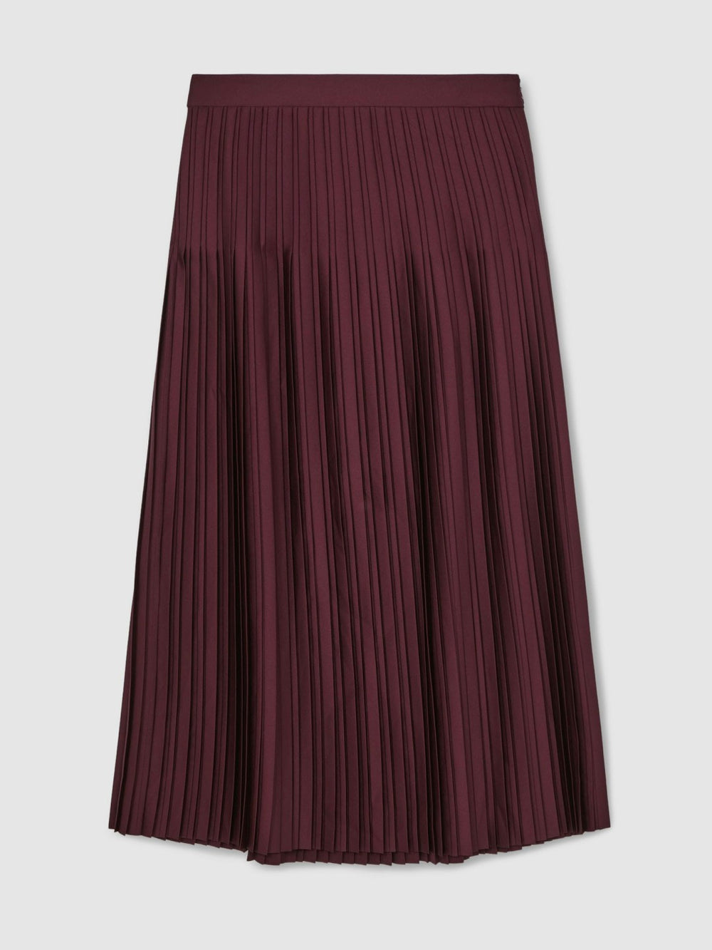 Women Pleated Midi Skirt in Burgundy