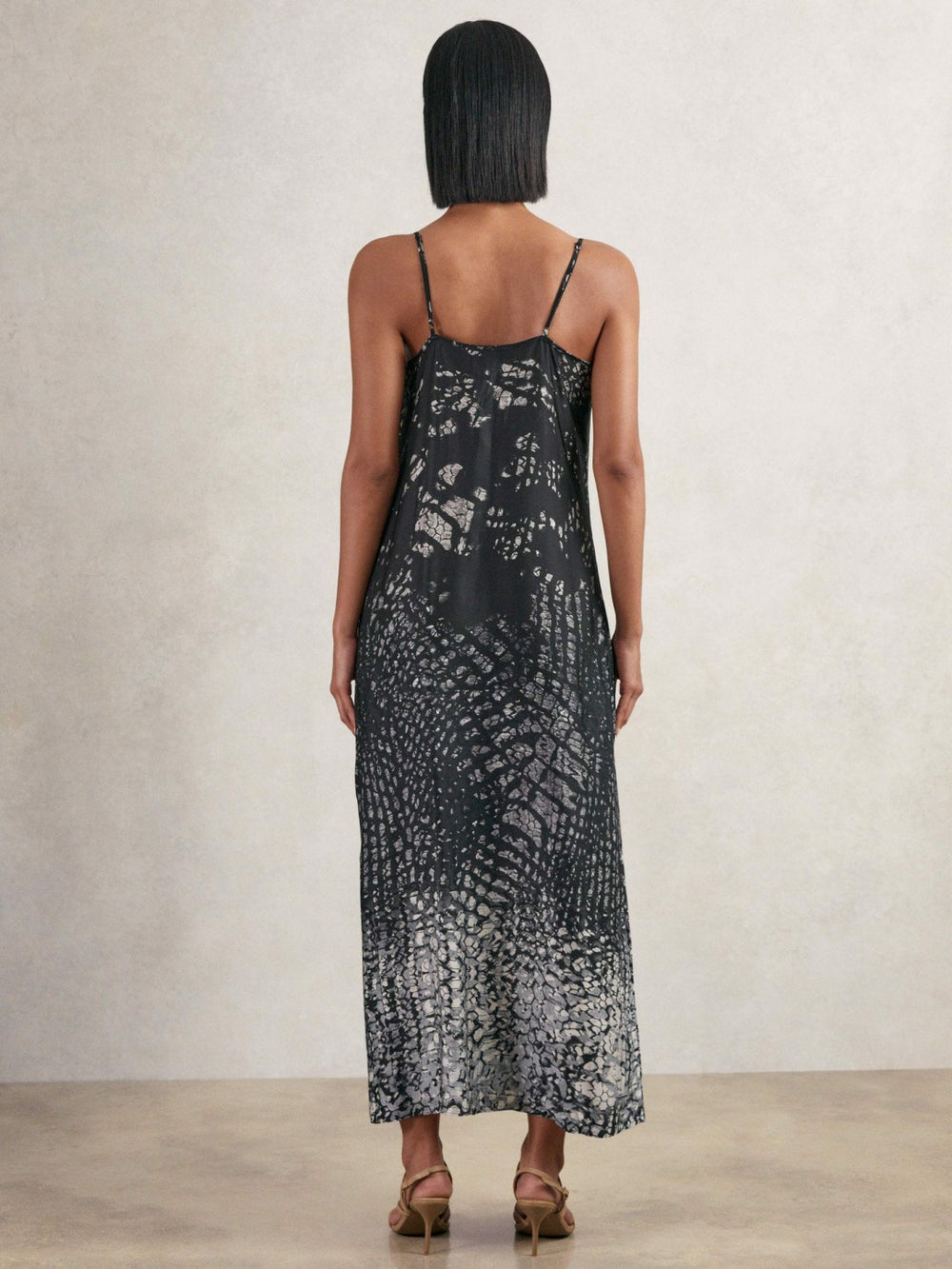 Women Printed Maxi Slip Dress in Navy
