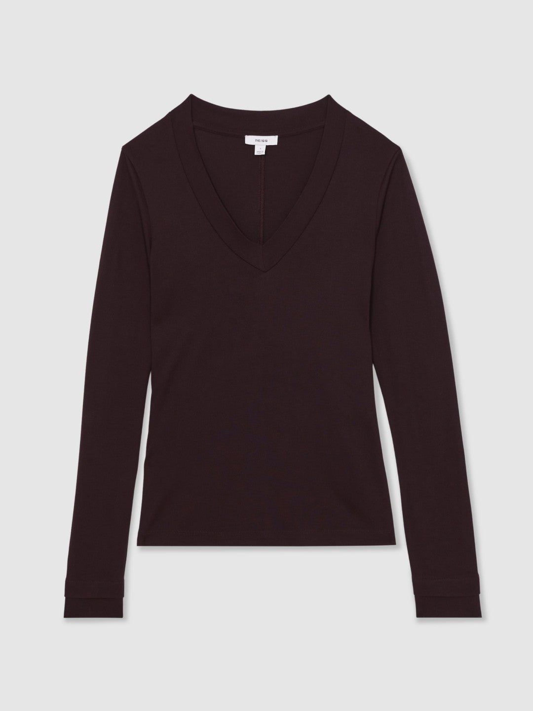 Women Jersey V-Neck Top in Plum
