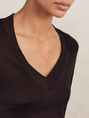Women Jersey V-Neck Top in Plum
