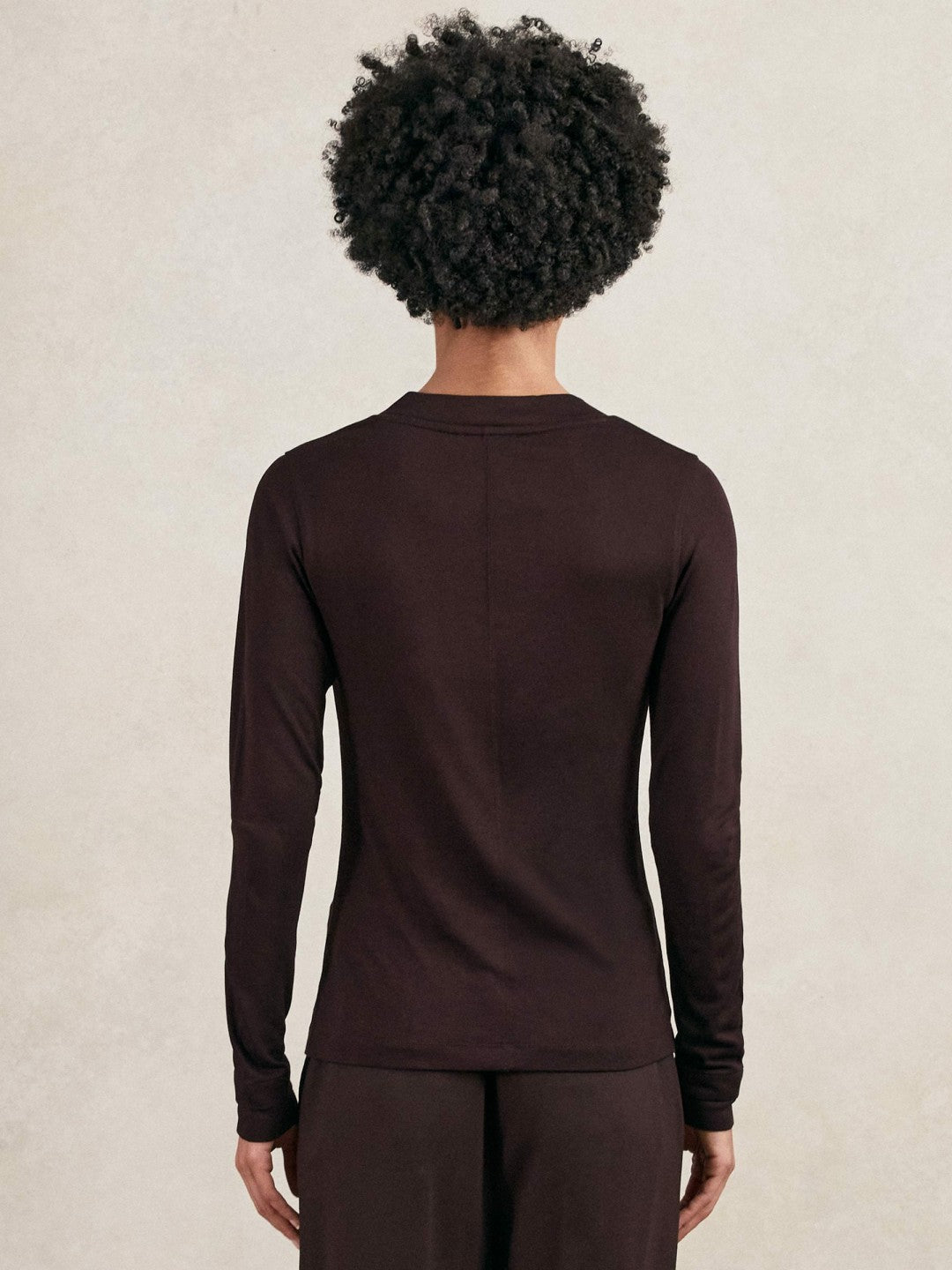 Women Jersey V-Neck Top in Plum