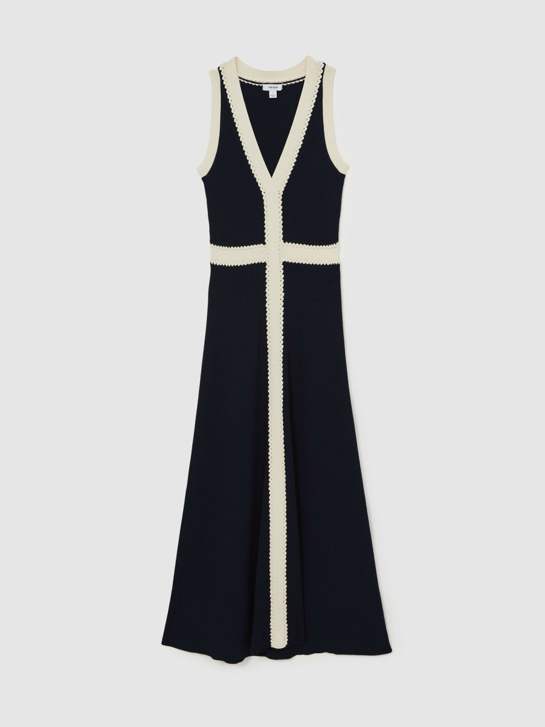 Women Craft-Stitch Knitted Midi Dress in Navy