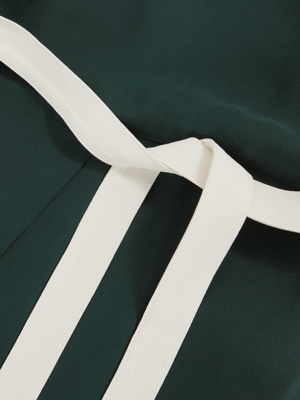 Women Petite Colourblock Wide Leg Belted Jumpsuit in Dark Green/Cream
