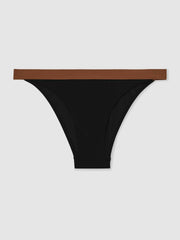 Women Contrast-Trim Bikini Bottoms in Black/Tan