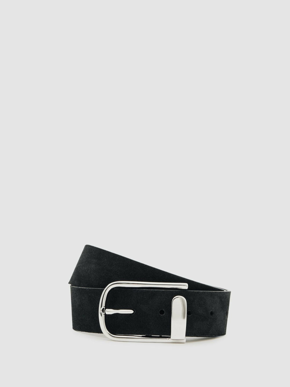 Women Suede Half-Keeper Belt in Black
