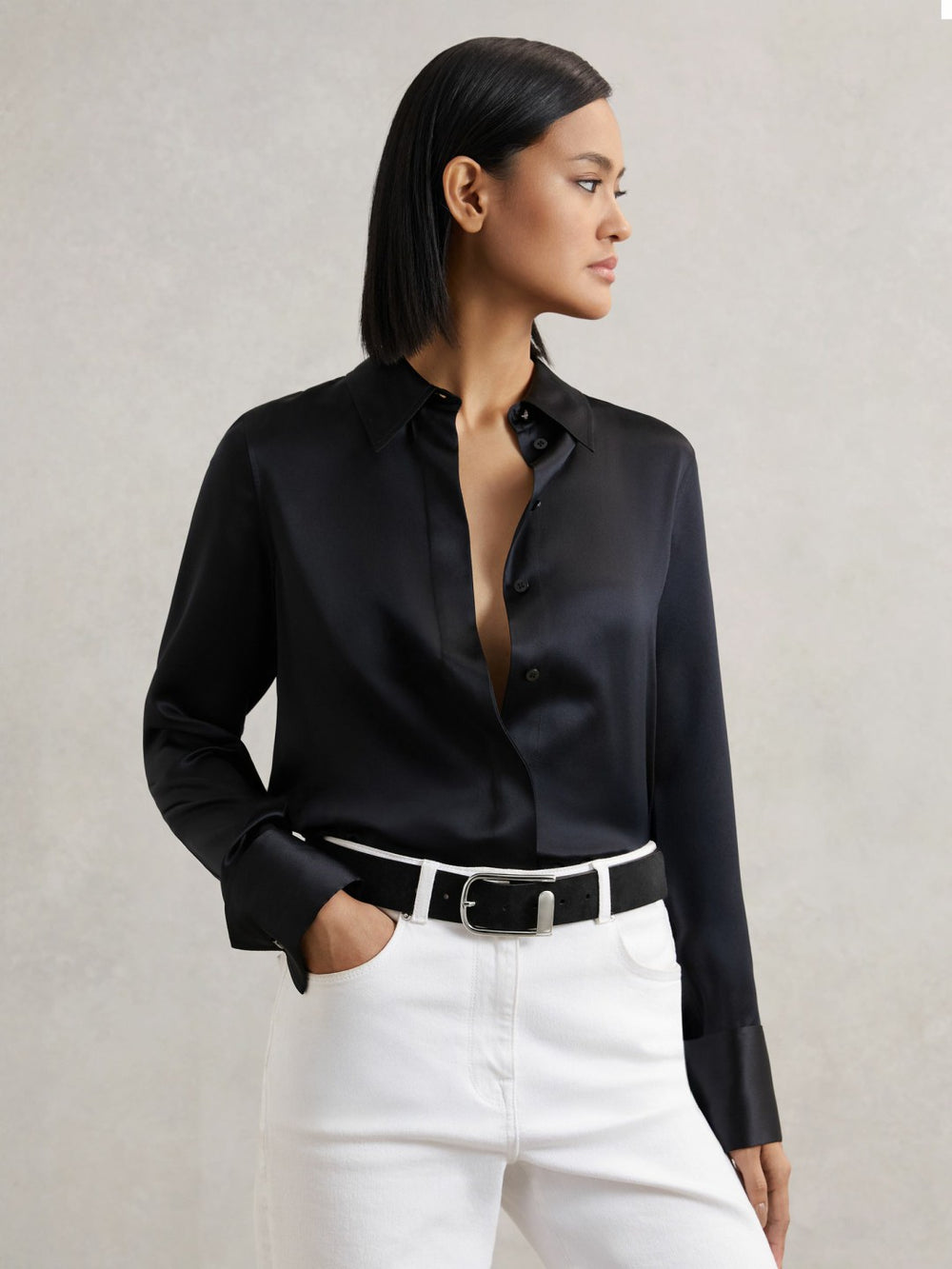 Women Suede Half-Keeper Belt in Black