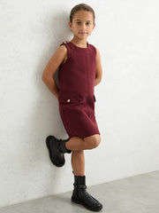 Children & Baby 9-13 yrs Button-Detail Sleeveless Shift Dress in Berry