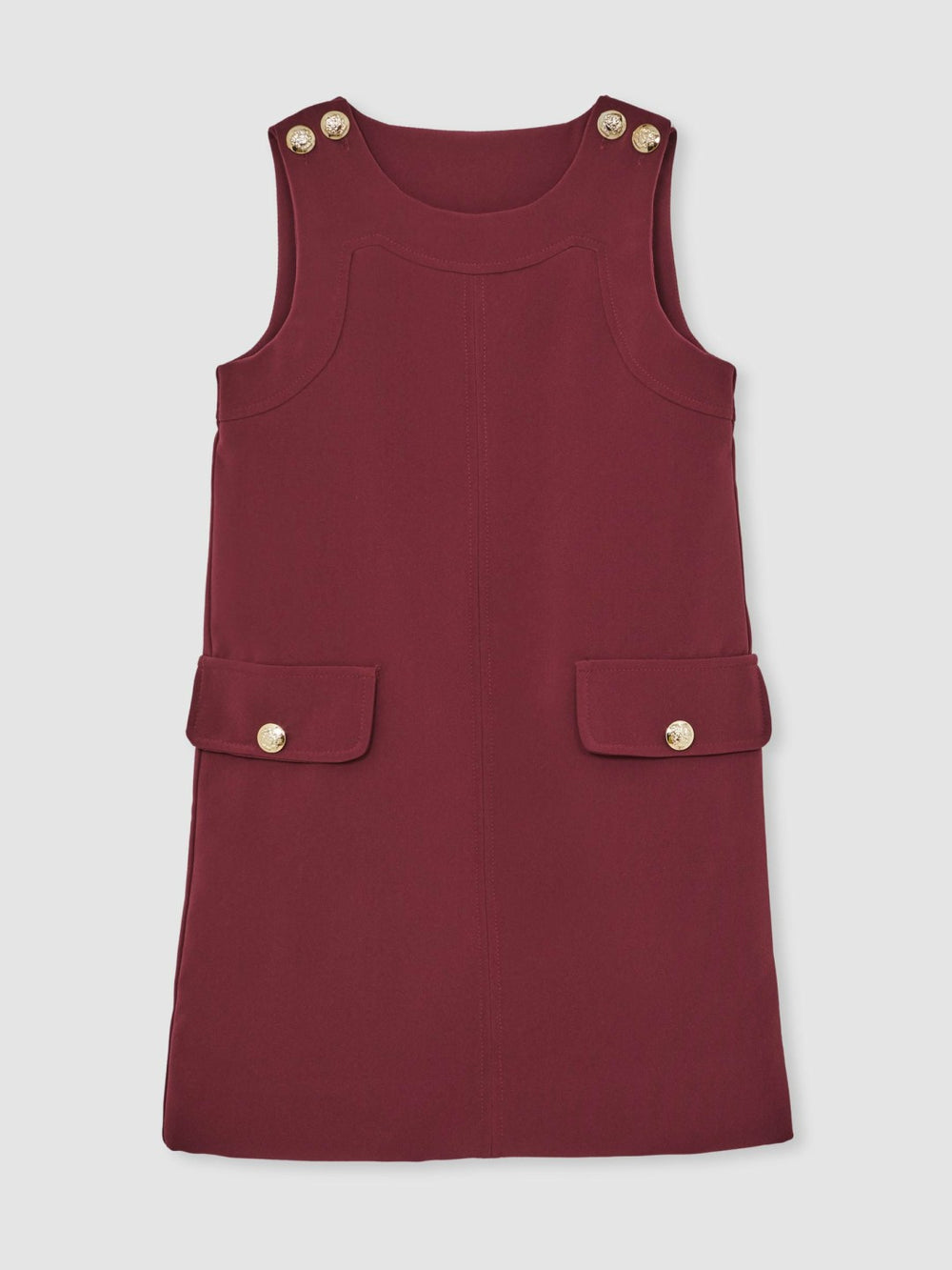 Children & Baby 9-13 yrs Button-Detail Sleeveless Shift Dress in Berry