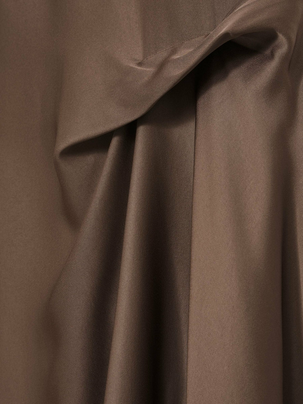 Women Satin Tuck-Detail Cape Midi Dress in Taupe Brown