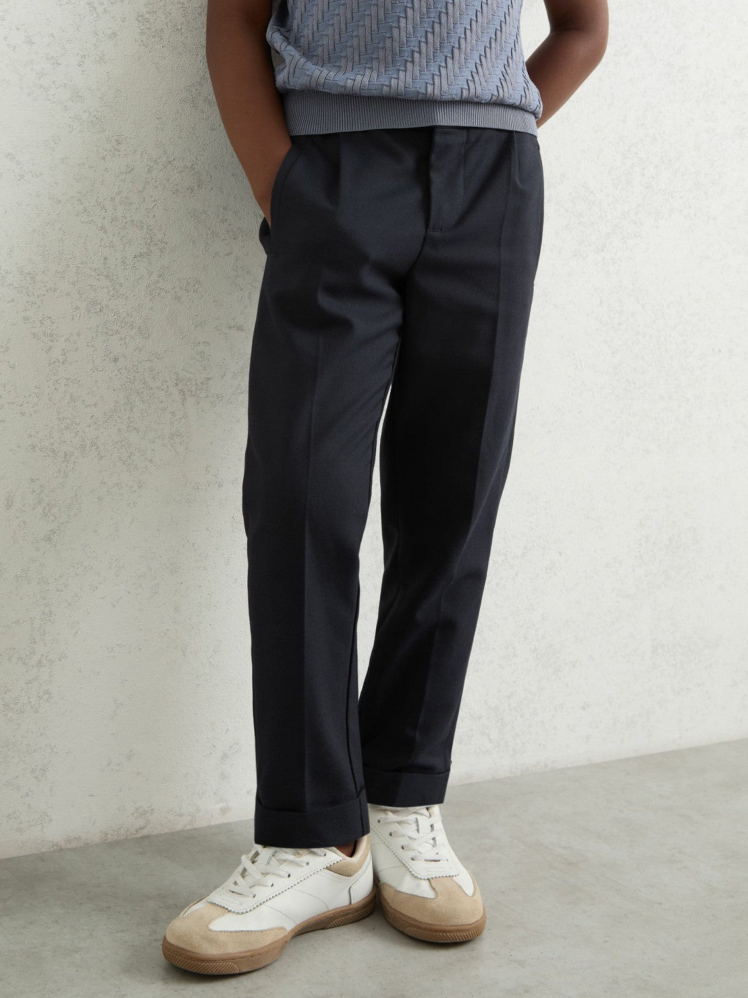 Children & Baby 3-9 yrs Relaxed-Fit Pleated Tapered Trousers in Navy