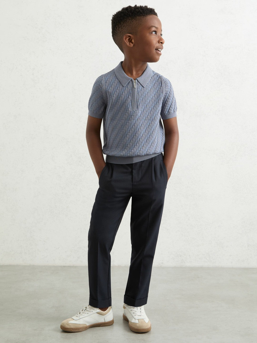 Children & Baby 9-13 yrs Relaxed-Fit Pleated Tapered Trousers in Navy