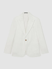 Men Slim Fit Lyocell Linen Single Breasted Suit Blazer in White