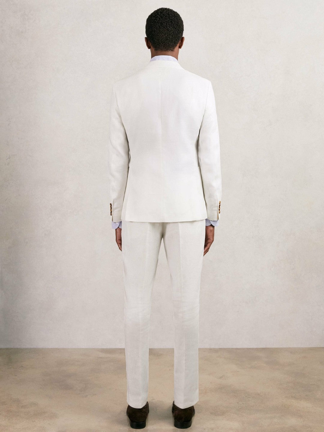 Men Slim Fit Lyocell Linen Single Breasted Suit Blazer in White